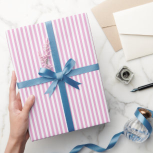 Baby Pink & White Streifen Geschenkpapier