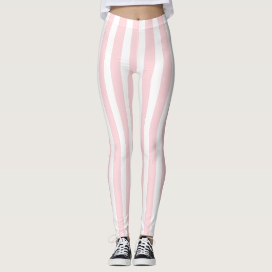 Baby Pink & White Stripe Leggings (Vorderseite)
