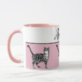 Baby Pink White Tabby Cats Whimsical Art Tasse (Links)