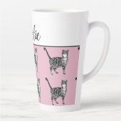 Baby Pink White Tabby Cats Whimsical Latte Tasse (Rechts)