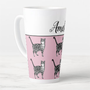 Baby Pink White Tabby Katzen Weiße Latte Tasse