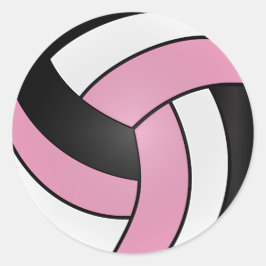 Baby Pink, White und Black Volleyball Runder Aufkleber