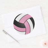 Baby Pink, White und Black Volleyball Runder Aufkleber (Umschlag)
