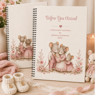 Baby Pinke Maus Familie Schwangerschaftsjournal Notizblock