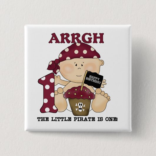 Baby Pirate 1. Geburtstag Tshirts und Geschenke Button (Vorderseite)