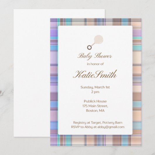 Baby Plaid Einladung (Vorne/Hinten)