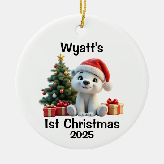 Baby Polar Bear Christmas Keramik Ornament (Vorne)
