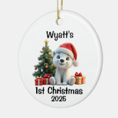 Baby Polar Bear Christmas Keramik Ornament (Links)