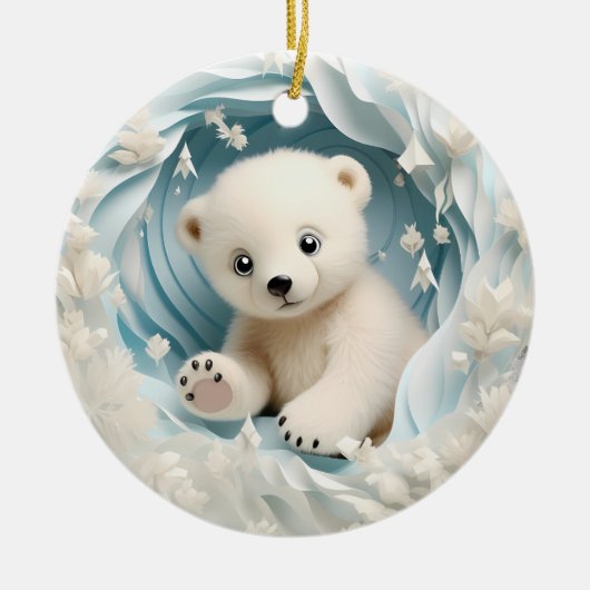 Baby Polar Bear Christmas Keramik Ornament (Vorne)