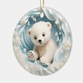 Baby Polar Bear Christmas Keramik Ornament (Links)