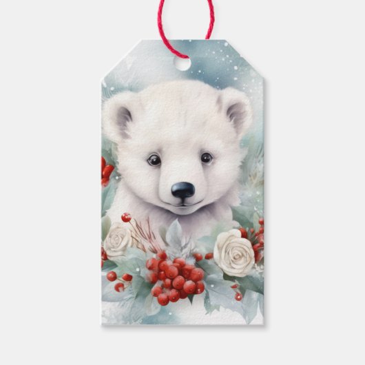 Baby Polar Bear Cub Geschenk Weihnachtsgeschenk Geschenkanhänger (Vorderseite)