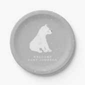Baby Polar Bear Cub Grau Winter Baby Shower Pappteller (Vorderseite)