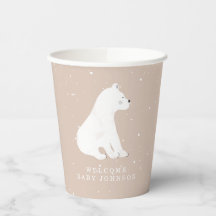 Baby Polar Bear Cub Pink Winter Baby Dusche