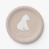 Baby Polar Bear Cub Pink Winter Baby Dusche Pappteller (Vorderseite)