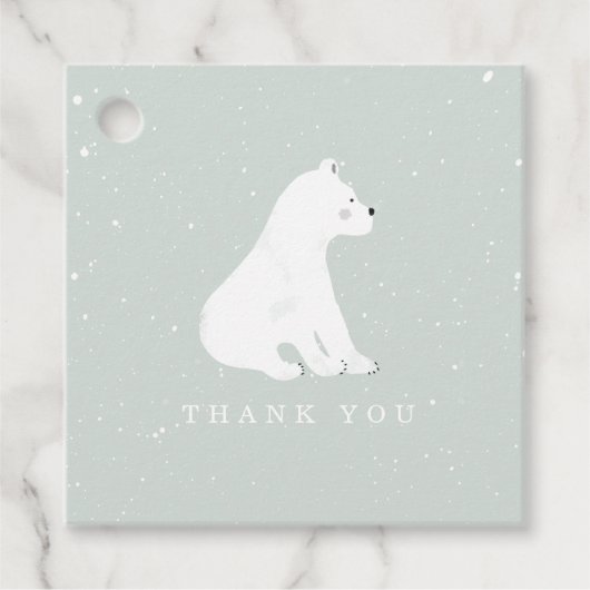 Baby Polar Bear Cub Winter Blue Baby Dusche Geschenkanhänger (Vorderseite)