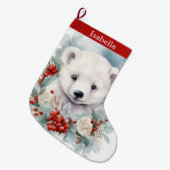 Baby Polar Bear Cube Name Niedlich Weihnachten hin Großer Weihnachtsstrumpf (Vorderansicht (hängend))
