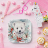 Baby Polar Bear Custom Text Holiday oder Weihnacht Pappteller (Party)