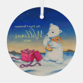 Baby Polar Bear First Baby Christmas Ornament Aus Glas (Rückseite)