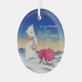 Baby Polar Bear First Baby Christmas Ornament Aus Glas (Vorderseite links)