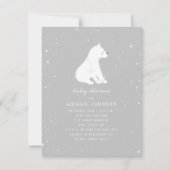 Baby Polar Bear Gray Baby Dusche Einladung (Vorderseite)