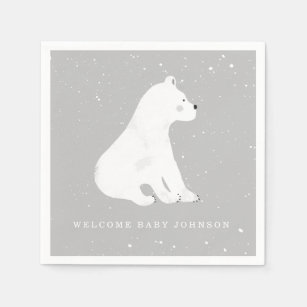 Baby Polar Bear Gray Winter Baby Dusche Serviette