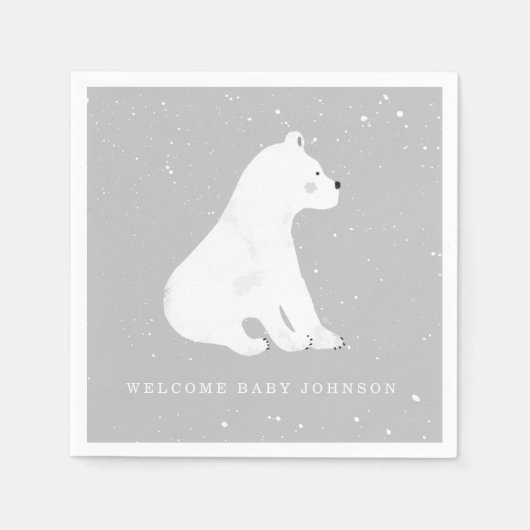 Baby Polar Bear Gray Winter Baby Dusche Serviette (Vorderseite)
