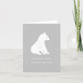 Baby Polar Bear Gray Winter Baby Dusche Vielen Dan Dankeskarte