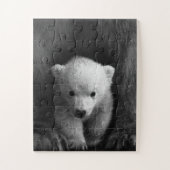 Baby Polar Bear mit Mutter, Schwarz und Weiß Puzzle (Vertikal)