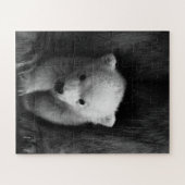 Baby Polar Bear mit Mutter, Schwarz und Weiß Puzzle (Horizontal)
