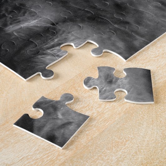 Baby Polar Bear mit Mutter, Schwarz und Weiß Puzzle (Seite)