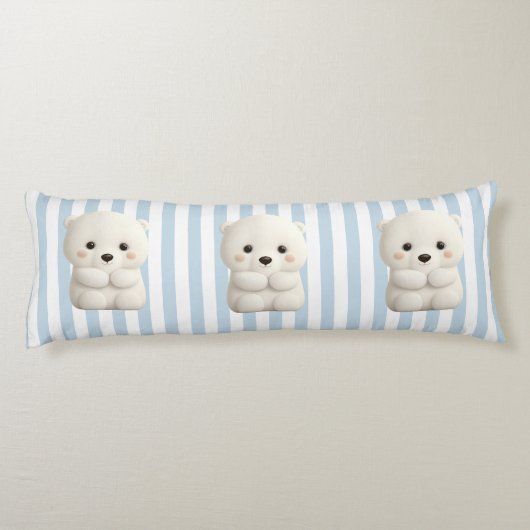 Baby Polar Bear on Stripes Seitenschläferkissen (Rückseite)