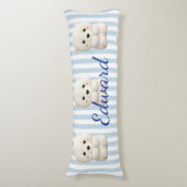 Baby Polar Bear on Stripes Seitenschläferkissen (Vorderseite Vertikal)