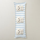 Baby Polar Bear on Stripes Seitenschläferkissen (Rückseite (Vertikal))