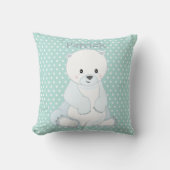 Baby Polar Bear Pastel Green Polka-Dot Monogram Kissen (Vorderseite)