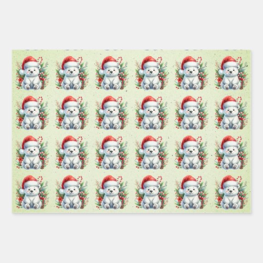 Baby Polar Bears Weihnachtskids Geschenkpapier Set (Vorderseite 3)
