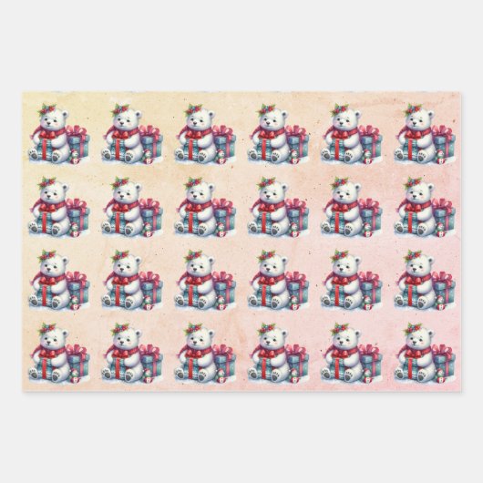 Baby Polar Bears Weihnachtskids Geschenkpapier Set (Vorderseite 3)