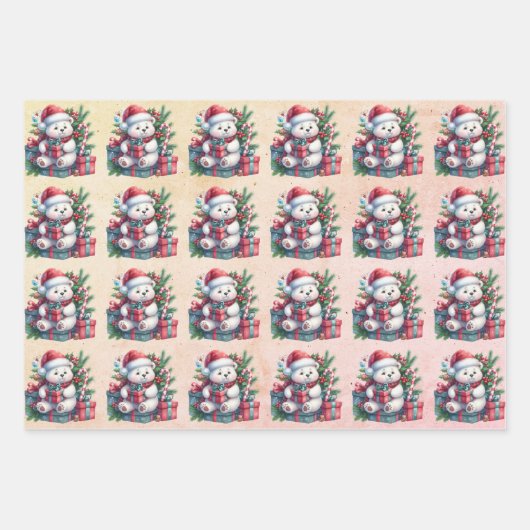Baby Polar Bears Weihnachtskids Geschenkpapier Set (Vorderseite)