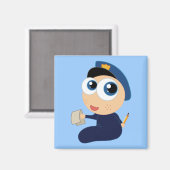 Baby Policeman Cartoon Magnet (Vorderseite/Rückseite)