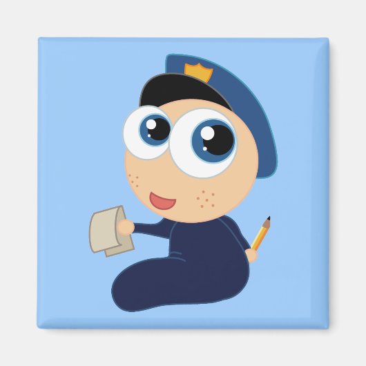 Baby Policeman Cartoon Magnet (Vorne)