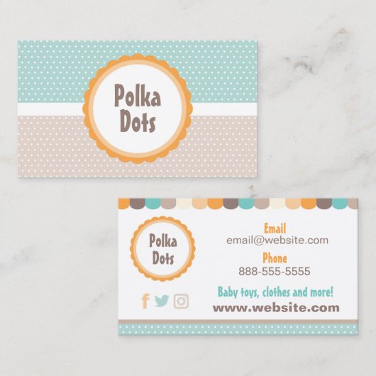 Baby Polka Dots Business Card Visitenkarte (Vorne/Hinten)
