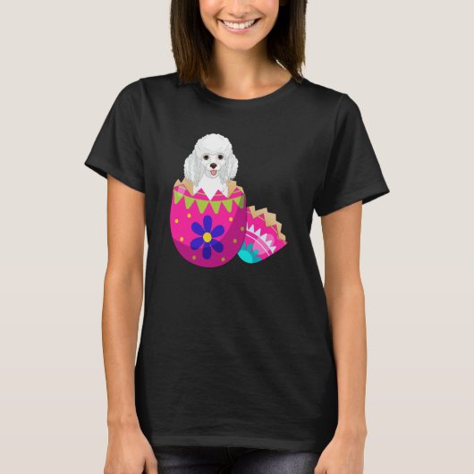 Baby Poodle Hatching From Easter Egg Easter Day T-Shirt (Vorderseite)