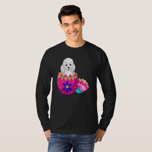 Baby Poodle Hatching From Easter Egg Easter Day T-Shirt (Vorne ganz)