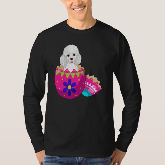 Baby Poodle Hatching From Easter Egg Easter Day T-Shirt (Vorderseite)