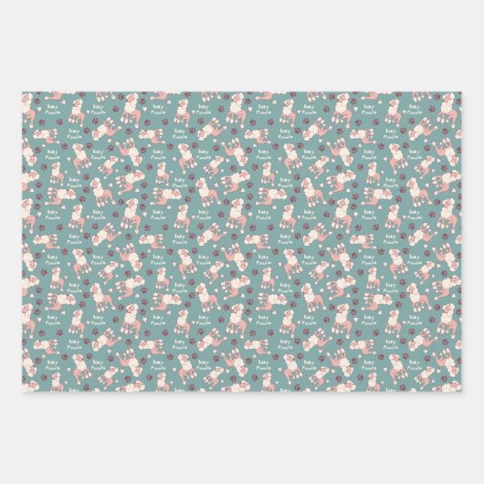 Baby Poodle Wrapping Paper Sheets Geschenkpapier Set (Vorderseite 3)