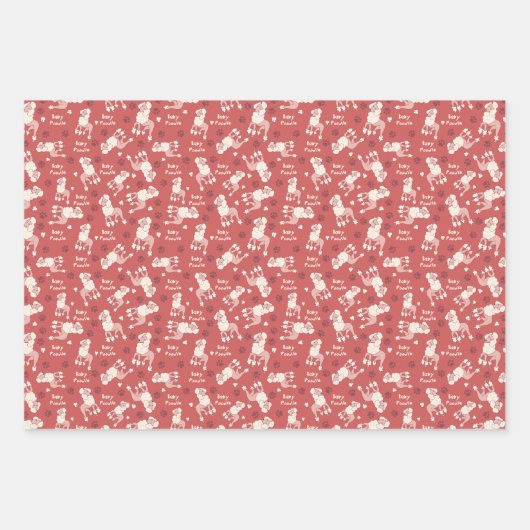 Baby Poodle Wrapping Paper Sheets Geschenkpapier Set (Vorderseite 2)