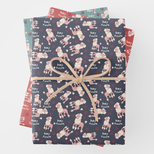 Baby Poodle Wrapping Paper Sheets Geschenkpapier Set (Beispiel)