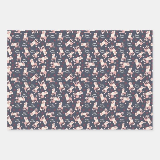 Baby Poodle Wrapping Paper Sheets Geschenkpapier Set (Vorderseite)