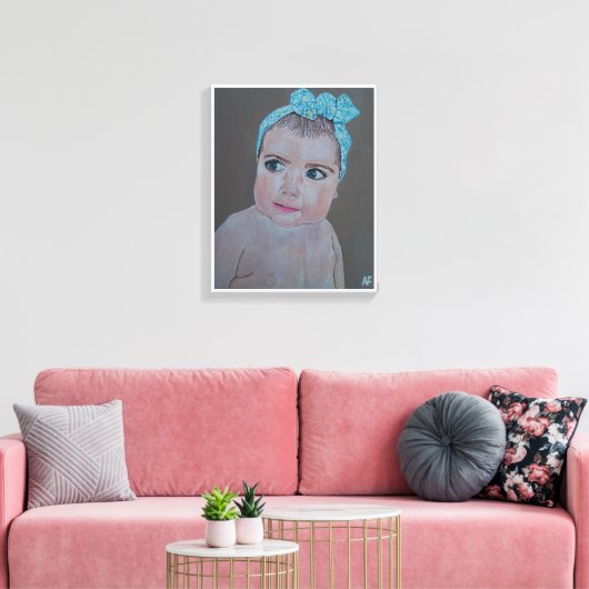 Baby Portrait Painting von Alfred Fox Leinwanddruck (Insitu (Wohnzimmer))