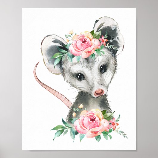 Baby Possum Woodland Animal Kinderzimmer | Wall Pr Poster (Vorne)