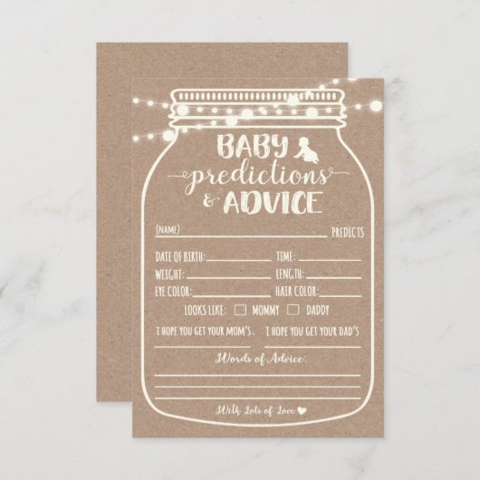 Baby Predication and Advisor Enclosure Card Begleitkarte (Vorne/Hinten)